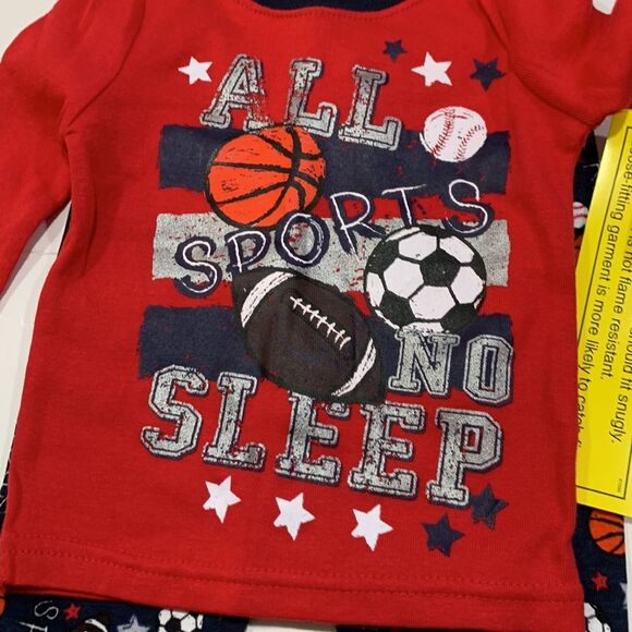 NEW Garanimals | Boys 2 Pair LONG SLEEVE Pajamas PJS Navy Blue Red Sports Monkey - Picture 3 of 6